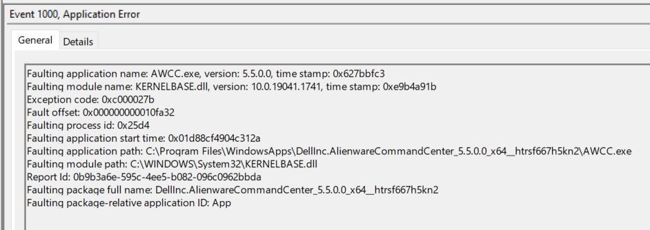 Alienware Command Center Faulting kernelbase.jpg