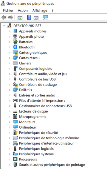 gestionnaire des périphériques