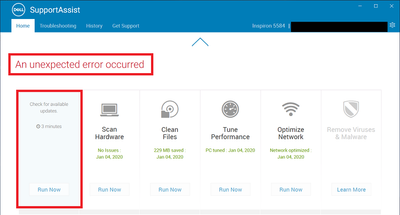 Dell SupportAssist v3_4_1_200 Unexpected Error 09 Jan 2020.png