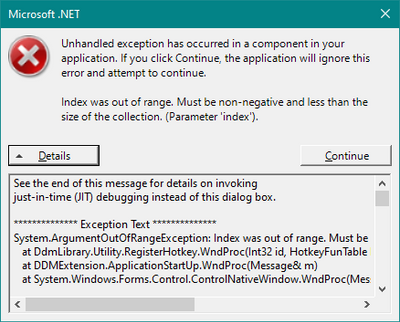 DDM .NET error