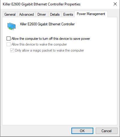 computer not to shutdown device to save power
