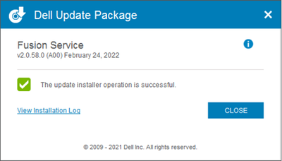 Dell Fusion Serivce v2_0_58_0 Manual Install Successful 16 Apr 2022.png