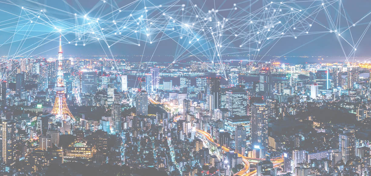 Smart city and communication network concept  IoT(Internet of Things)  ICT(Information Communication Network) 