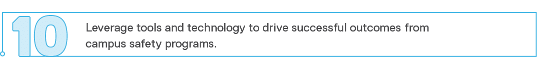 Leverage tools and technology to drive successful outcomes from campus safety programs