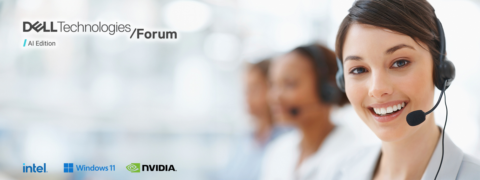 Woman working with headset on