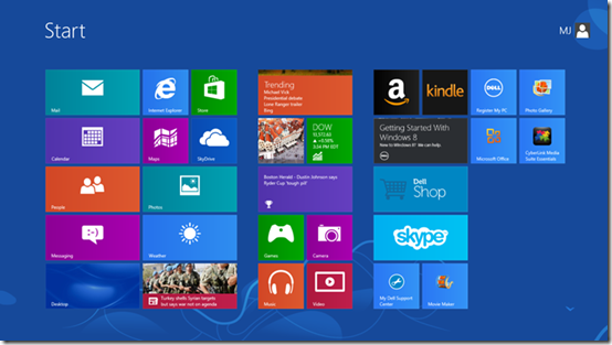 Windows 8 Start screen on Dell