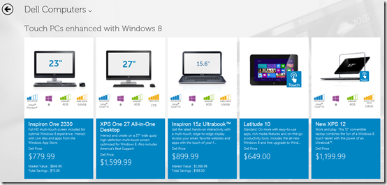 Dell Touch PCs Enhanced with Windows 8 - Dell Shop Windows Store App