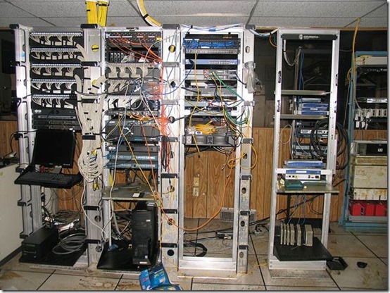 Davis & Warshow network rack after Hurricane Sandy