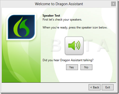 Nuance Dragon Assistant Beta setup - Voice Test
