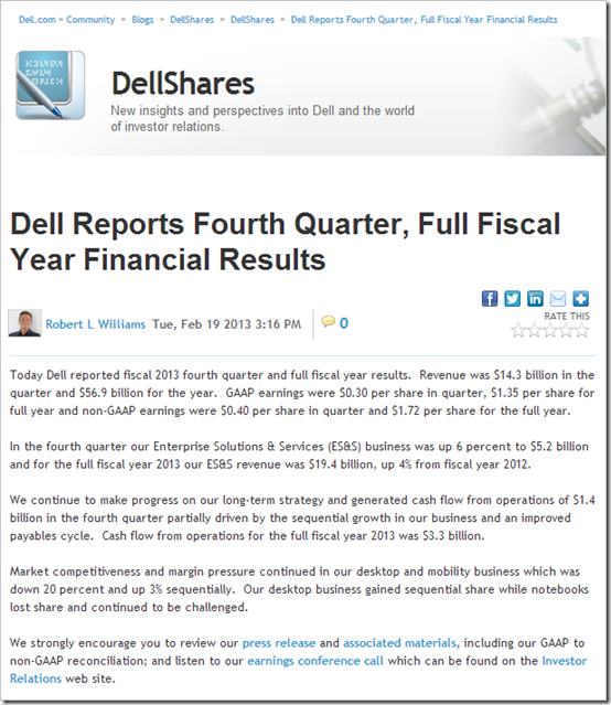 Dell Q4FY13 Results on DellShares blog