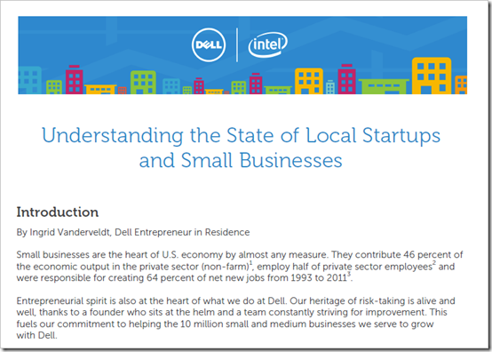 Understanding the State of Local Startups and Small Businesses Report  - Dell and Intel