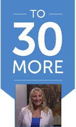 Dell To 30 More pennant with photo of Susan Lomaglio