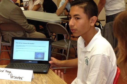  6th grade student Jose Morga showcasing the Student Spaceflights Experiment Program