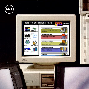 Early 1990s era Dell computer with Dell.com image on screen
