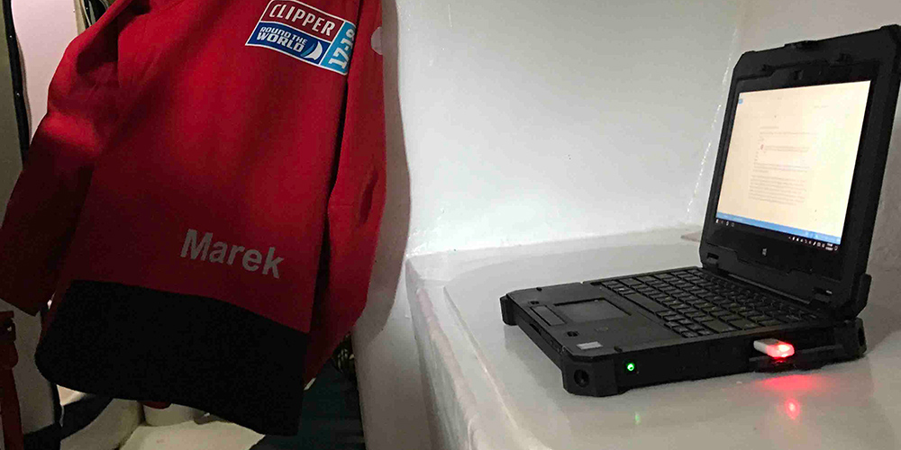 Dell Rugged Latitude Laptop below deck in Clipper ship