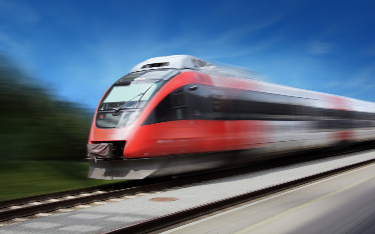 High speed train in motion.