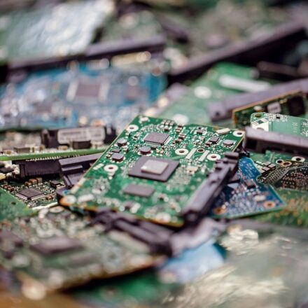 Motherboard components being recycled for future use in electronics.