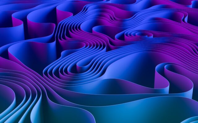 Abstract image in purple of wave patterns.