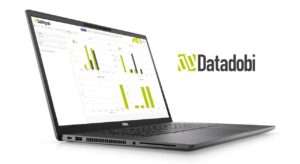 Datadobi DataMigrate software on a Dell Latitude 7520 laptop.