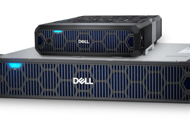 Dell PowerEdge XR4000 “rackable” (bottom) and “stackable” (top) Edge Optimized Servers.