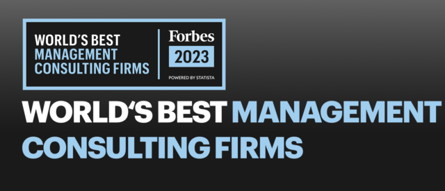 Graphic depicting Forbes has designated Dell Technologies one of the World's best management consulting firms for 2023. 