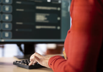 AI chatbot application displayed on a desktop computer for solutions