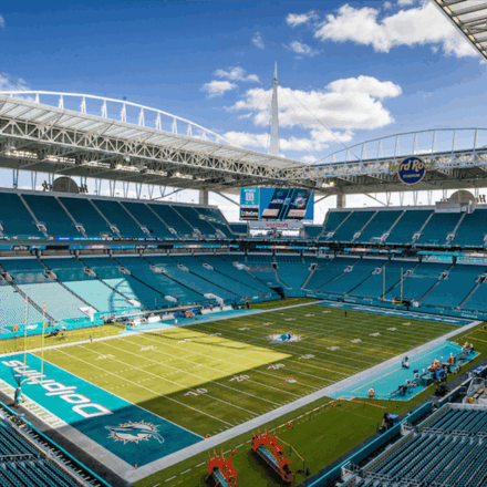 Aerial shot of football stadium Miami Dolphins Hard Rock Stadium